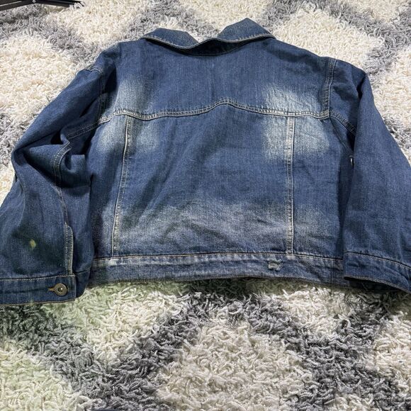 Ashley Stewart Plus Size 22/24Distressed Stretch‎ Denim Jacket Blue Jean - Picture 7 of 7